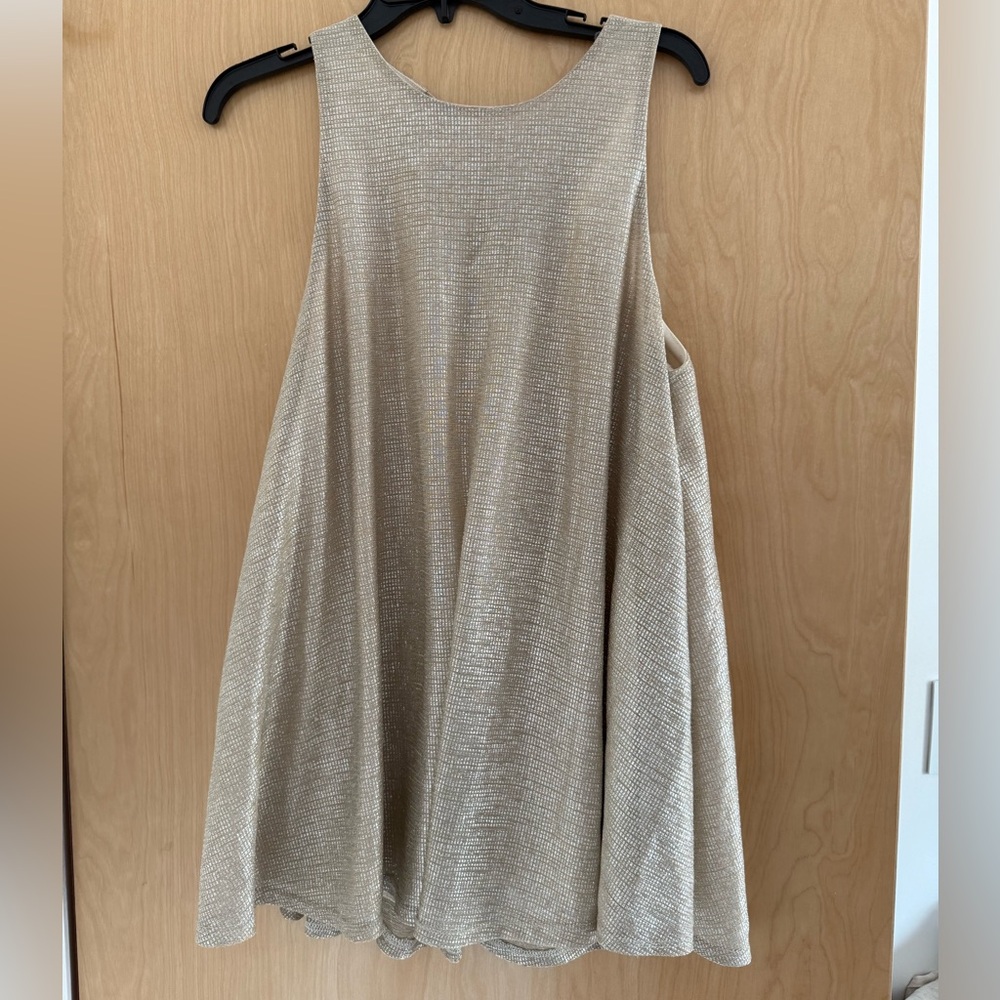 Audrey Fun Gold Metallic-like Flowy Dress